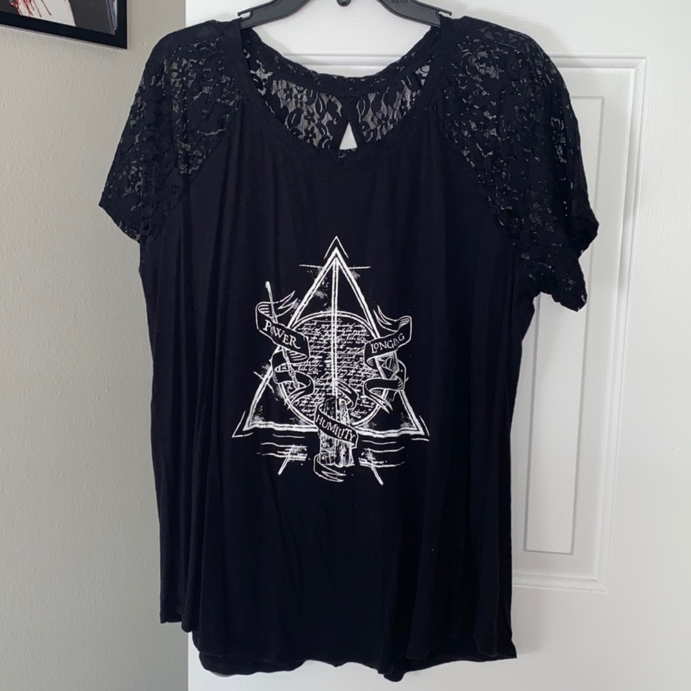 Harry Potter Deathly Hallows Lace-Shoulder Tee - Torrid - 2X